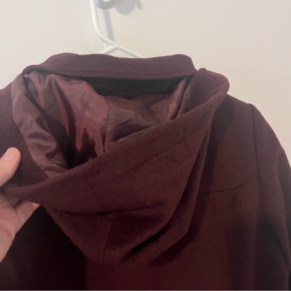 Cath Kidston Women’s Duffle Jacket Faux Fur Pom Poms Toggle Zip Burgundy UK 12 - Picture 7 of 11